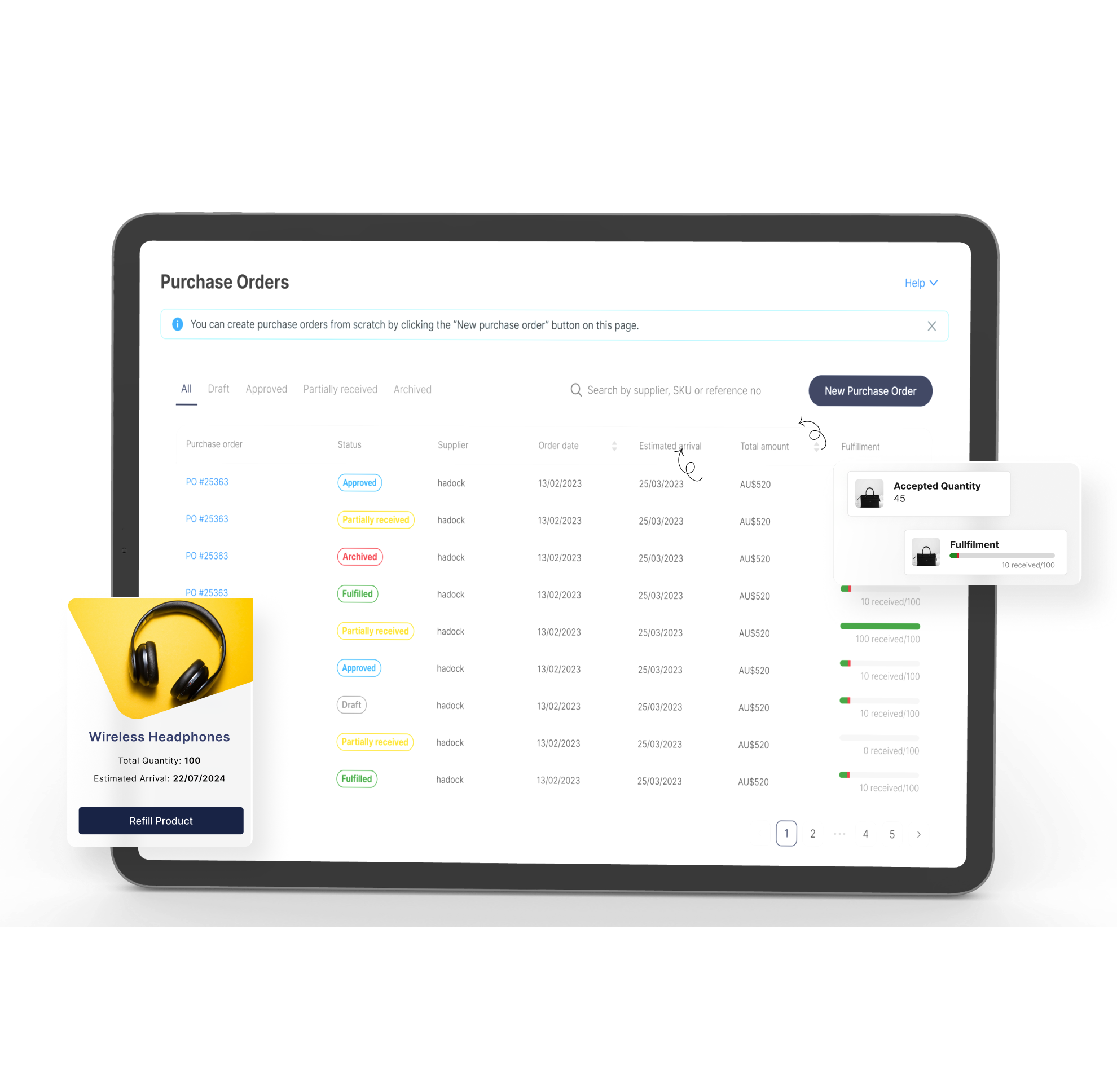 Dashboard for Supplier and Purchase Order Management